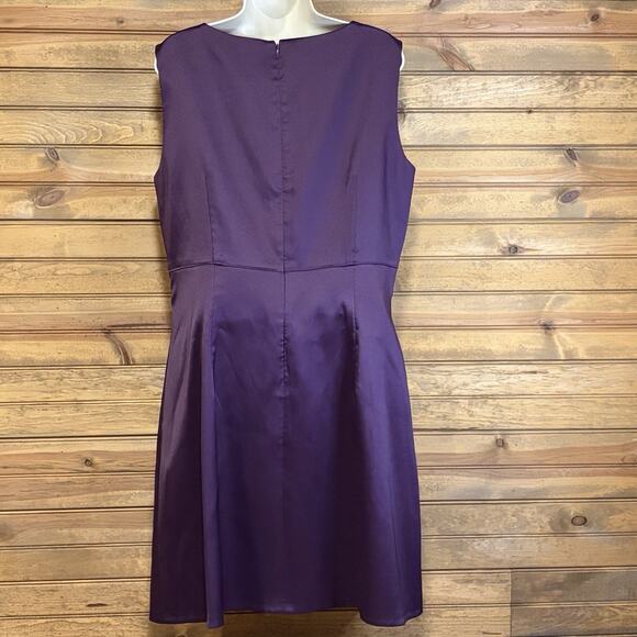 Eliza J Shift Dress Plum Rhinestone Floral Women’s Size 14 Knee Length Lined - Picture 6 of 13